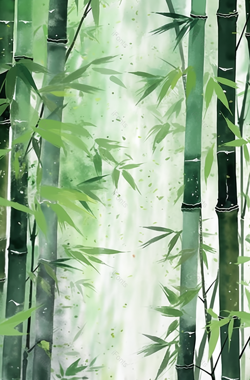 手绘竹林叶子飘落,插画/手绘图,插画/手绘图库,插画/手绘图下载,插画/手绘
